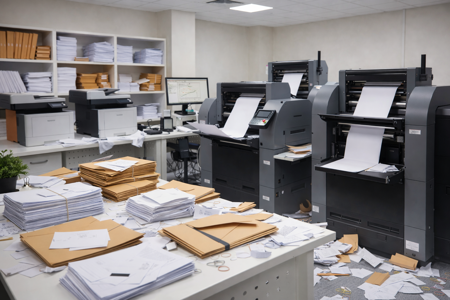 Institutional document printing and pre-mailing operations in India